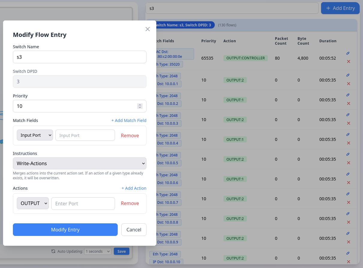 Modify Flow Entry via LLM